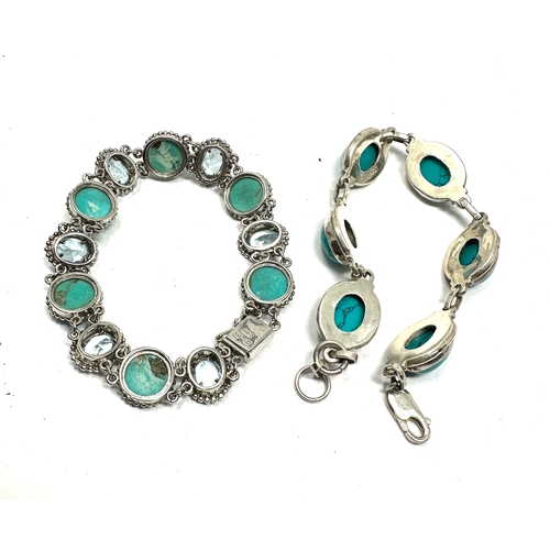 305 - 2 silver stone set bracelets weight 46g