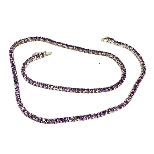 307 - silver amethyst necklace measures approx 47cm long