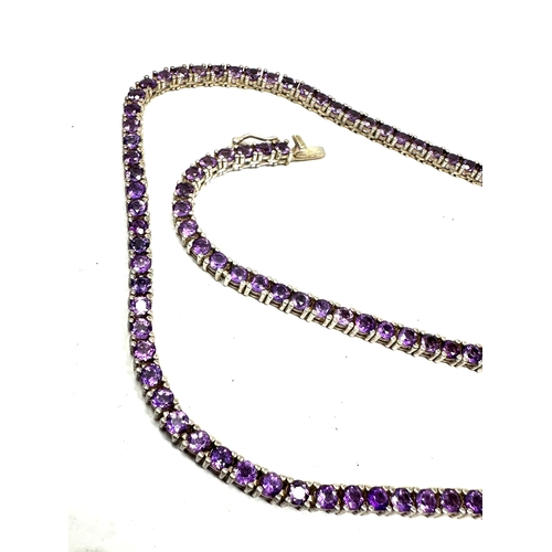 307 - silver amethyst necklace measures approx 47cm long