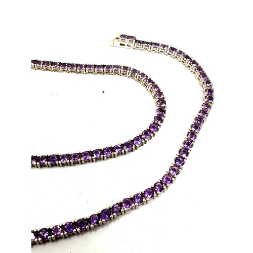 307 - silver amethyst necklace measures approx 47cm long