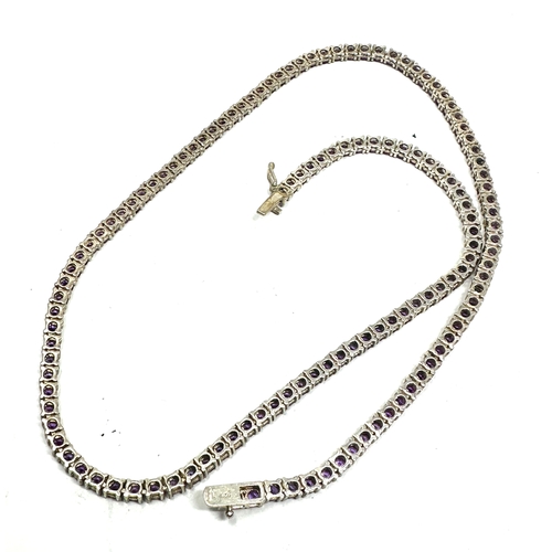 307 - silver amethyst necklace measures approx 47cm long