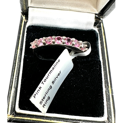 316 - silver gemstone set pink tourmaline ring