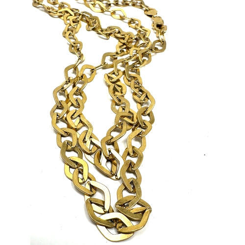 321 - long silver & gold gilt necklace chain weight 34g measures 95cm long