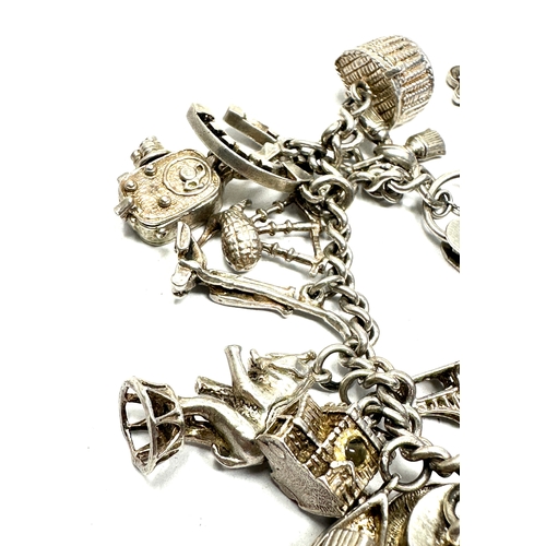 330 - vintage silver charm bracelet & charms inc opening charms weight 68g