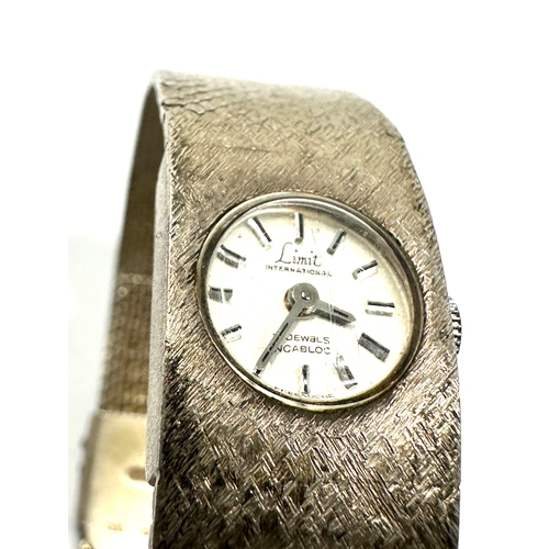 333 - Vintage silver limit international ladies wrist watch and strap weight 35g the watch is ticking