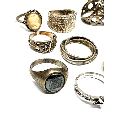 336 - 9 vintage silver rings weight