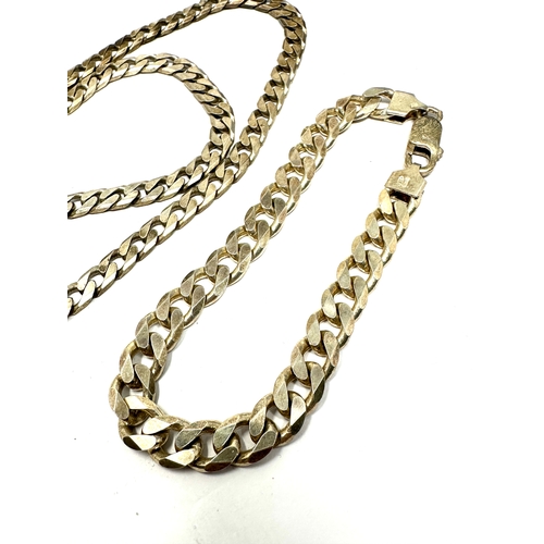 337 - Vintage silver curb link necklace and bracelet weight 55g