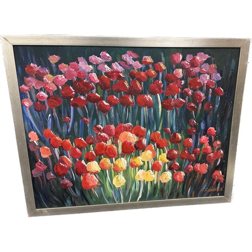 268 - Large signed Tulip picture  measures approximately 43 inches by 35 inches