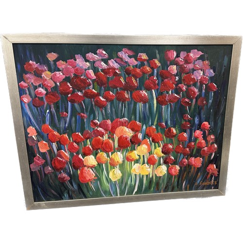 268 - Large signed Tulip picture  measures approximately 43 inches by 35 inches