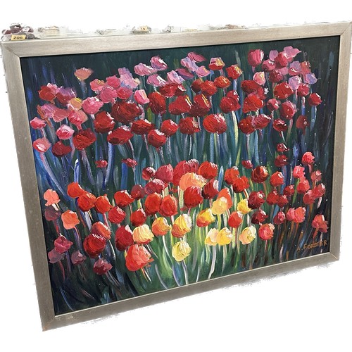 268 - Large signed Tulip picture  measures approximately 43 inches by 35 inches