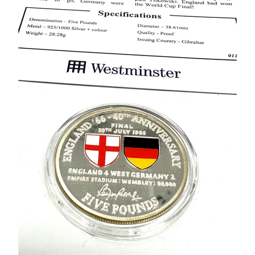 393 - The england coin collection silver proof england v west germany five pound with c.o.a