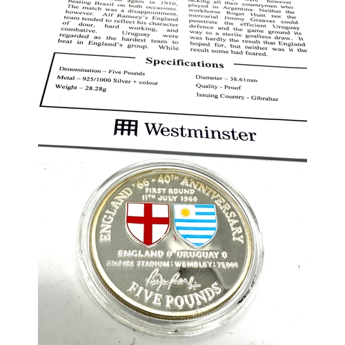 396 - The england coin collection silver proof england v urguay five pound with c.o.a