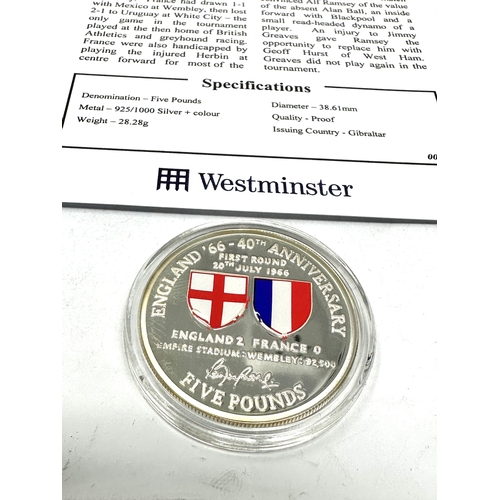 397 - The england coin collection silver proof england v west France five pound with c.o.a