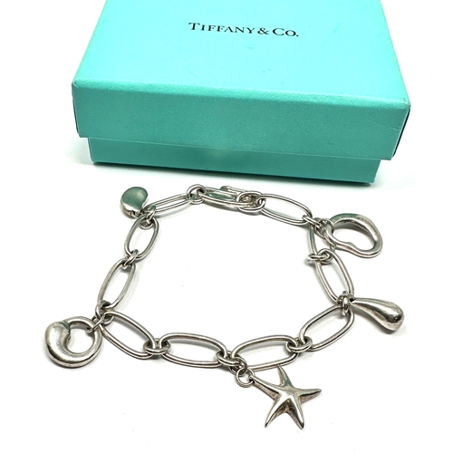 100 - original boxed Tiffany & Co. Elsa Peretti 5 Charm Bracelet Silver 925