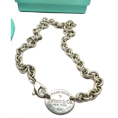 102 - Boxed Tiffany & Co Return To Tiffany Sterling Silver Oval Tag Choker Necklace 15