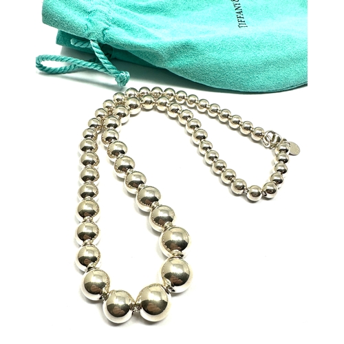 98 - Tiffany & Co. Sterling Silver Graduating Bead Ball Necklace 16