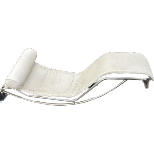 308 - Retro 60s White leather reclining lounger, approximate measurements