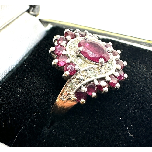 76 - 9ct gold ruby & diamond ring weight 3.7g