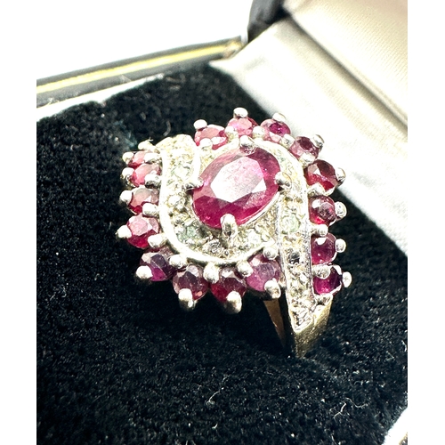 76 - 9ct gold ruby & diamond ring weight 3.7g