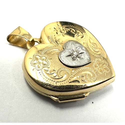 80 - 14ct gold & diamond locket weight 2.35g