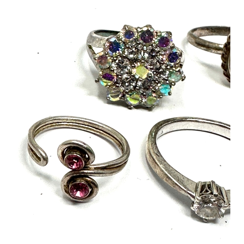 352 - 8 silver gemstone rings