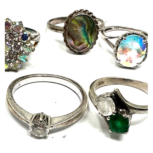 352 - 8 silver gemstone rings