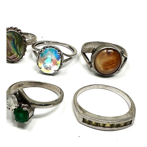 352 - 8 silver gemstone rings