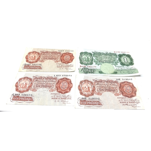 422 - selection of british bank notes one pound & 10 shillings