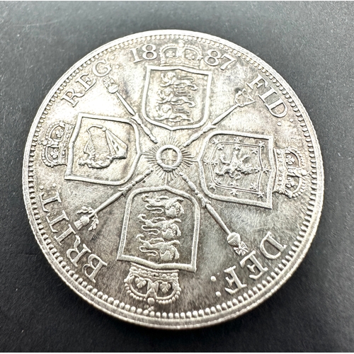 439 - 1887 victorian silver double florin