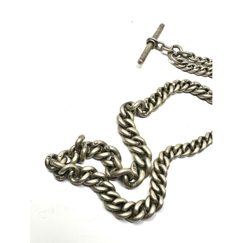 6 - Antique silver albert watch chain & fob weight 41g