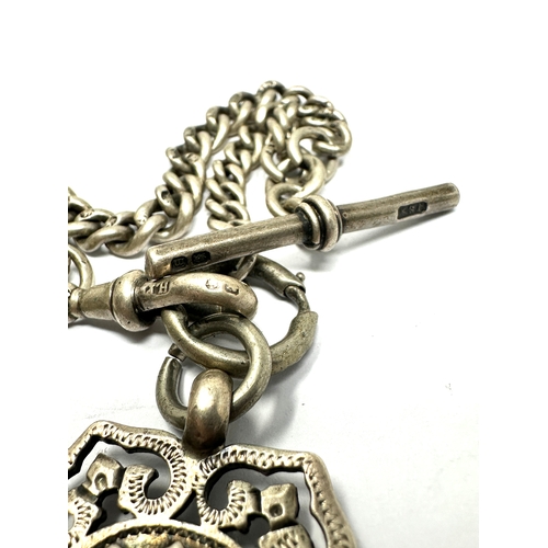 6 - Antique silver albert watch chain & fob weight 41g