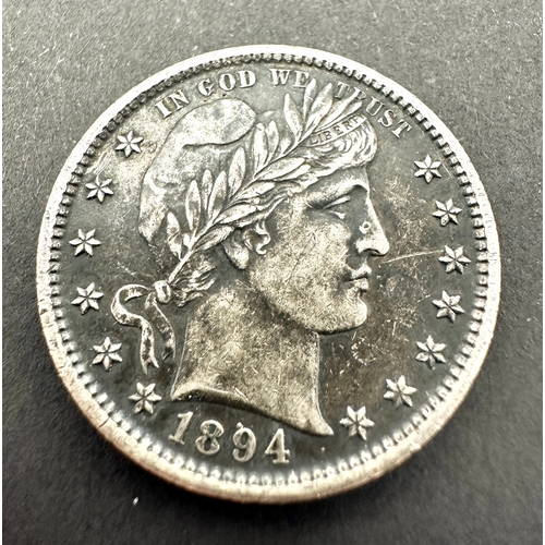 447 - 1894 S Barber SILVER Quarter DOLLAR