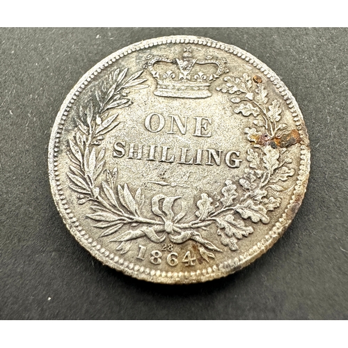 451 - victorian 1864 shilling die number 28