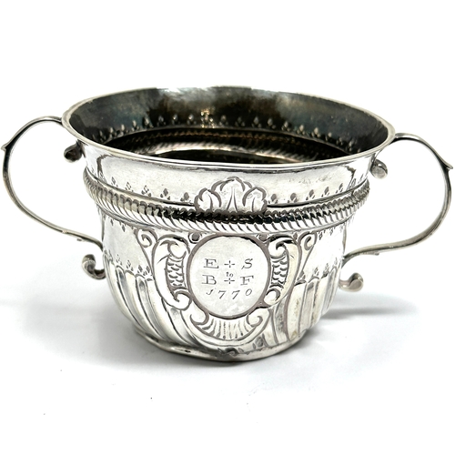 3 - 1770 Georgian English Silver Two Handled Porringer  measures approx height 6.5cm