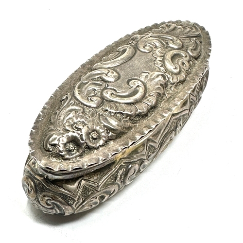 12 - Antique silver trinket box measures approx 12cm height 4cm Birmingham silver hallmarks