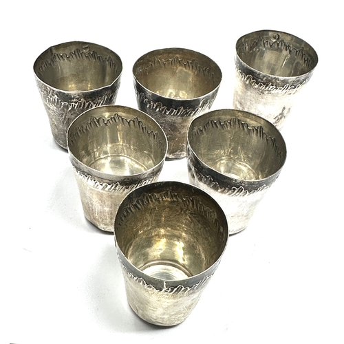 16 - 6 Antique French Solid Silver Drinking Shot Beakers weight 60g