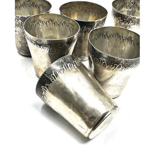 16 - 6 Antique French Solid Silver Drinking Shot Beakers weight 60g