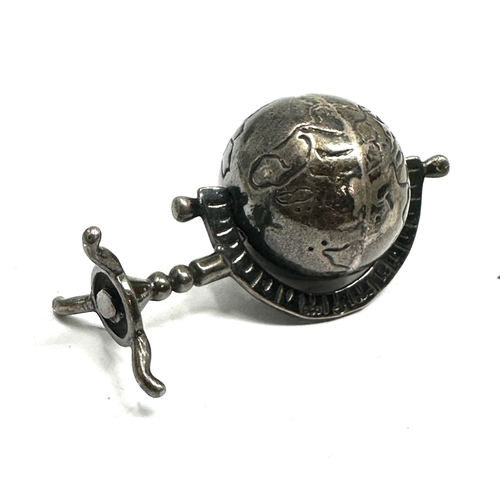 17 - silver miniature globe measures approx height 5cm