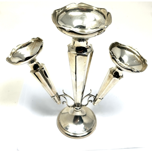 19 - Antique Sterling Silver three Trumpet Epergne, Chester hallmarks measures approx height 20cm weight ... 