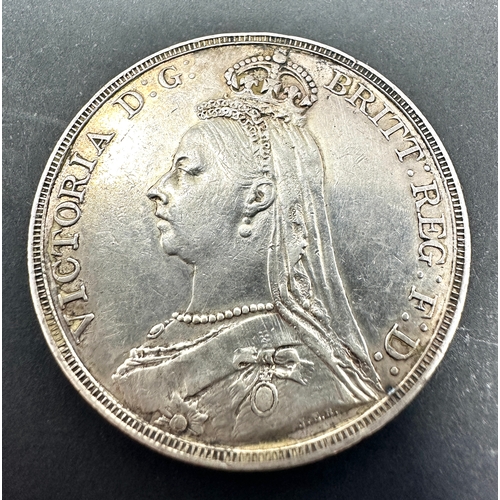 457 - Victorian 1890 silver crown high grade