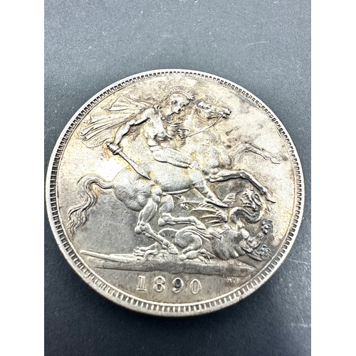 457 - Victorian 1890 silver crown high grade