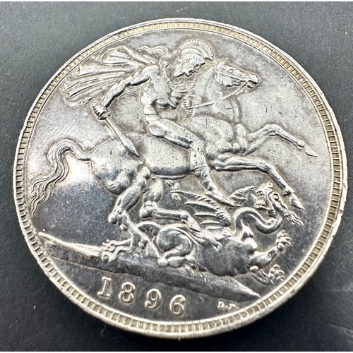 459 - Victorian 1896 silver crown high grade