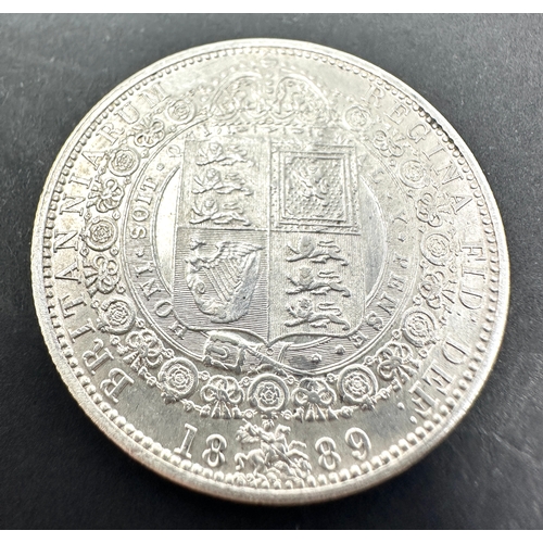 462 - 1889 Victorian Silver Half Crown high grade