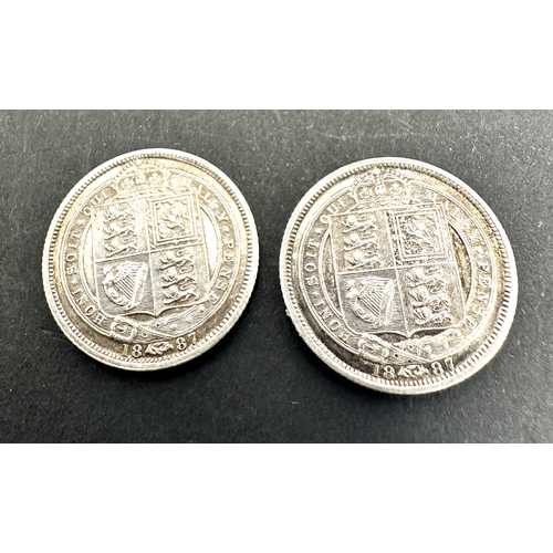 464 - 2 victorian 1897 silver sixpence coins high grade