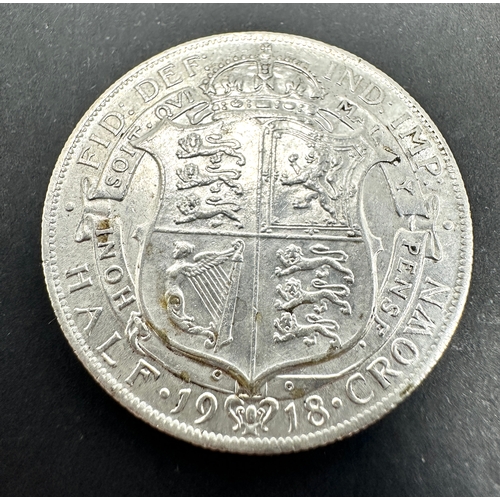 468 - 1918 King George V  Silver Half crown high grade