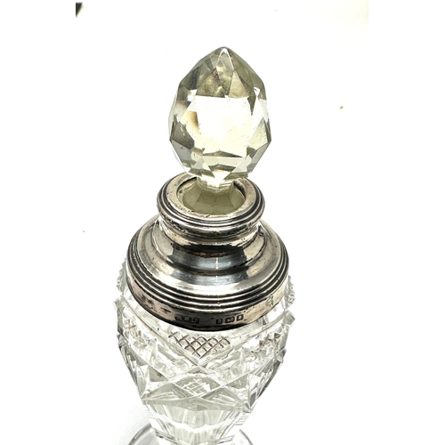 26 - antique silver & cut glass perfume bottle measures approx height 15cm