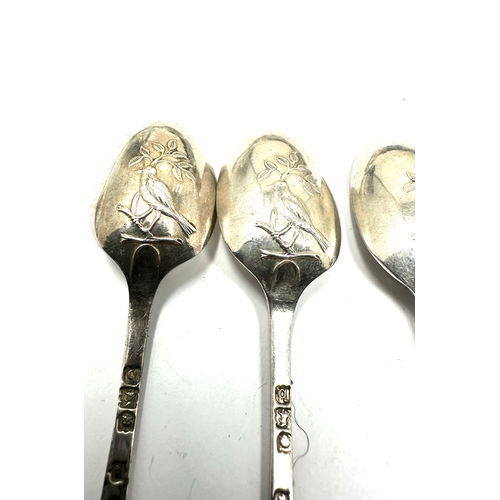 28 - 12 Antique silver tea spoons bird on branch detail to back of spoons london silver hallmarks