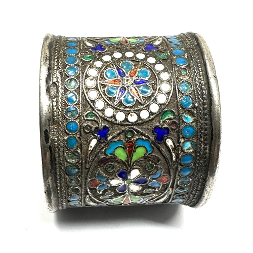 32 - Russian Sterling Silver & Cloisonne Enamel Napkin Ring measures height 3.8cm by 4.5cm dia