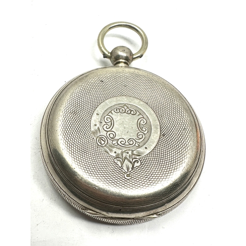 406 - Silver open face pocket watch english lever by william owen leeds  the watch is ticking