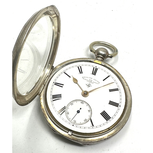 406 - Silver open face pocket watch english lever by william owen leeds  the watch is ticking